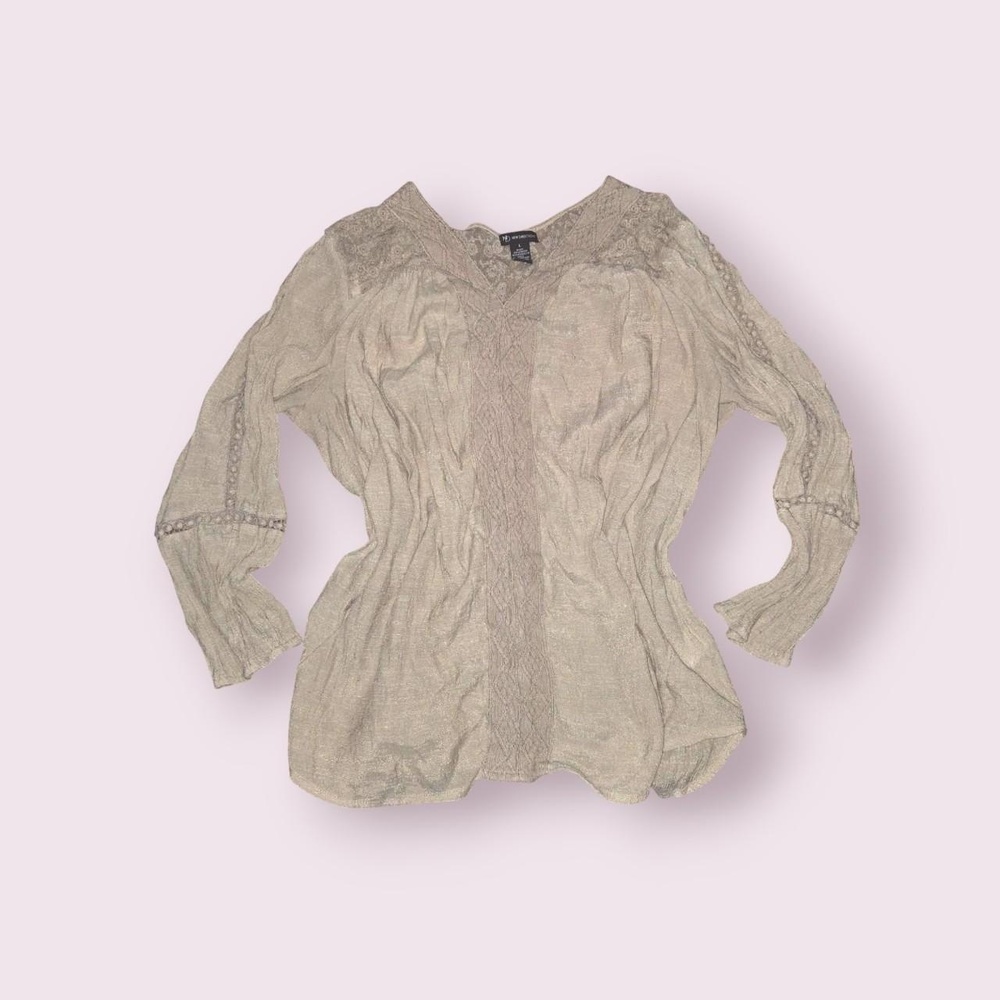 Mori kei top medieval fairy core earth tone top with lace, great layering basic
